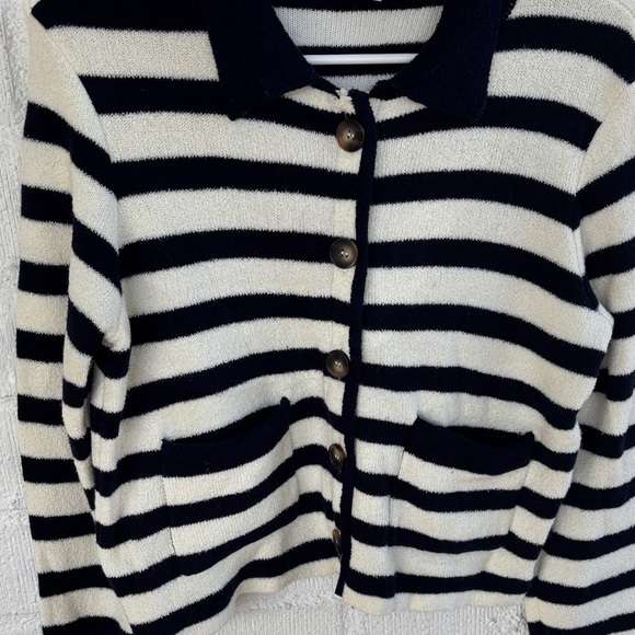 Favorite Daughter The Annabel Nautical Navy and White Striped Button-Up Jacket - Picture 5 of 7